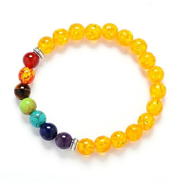 7 Chakra Healing Balance Lava BraceletBraceletAmber Yellow