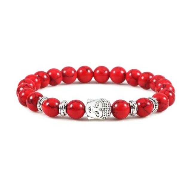 Men Buddha Natural Stone Bead BraceletsBraceletRed Pine