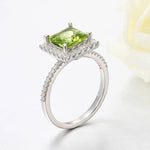 Natural Peridot Zircon Square RingRing