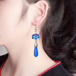 Blue Jade Lotus Drop EarringsEarrings