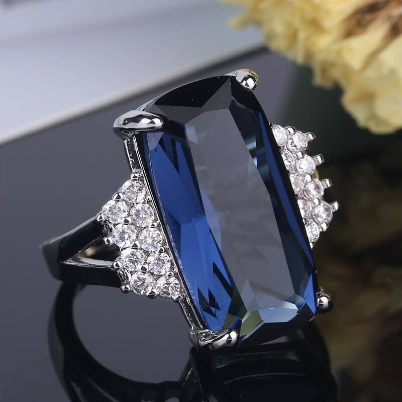 Stylish Silver Plated Sapphire RingRing