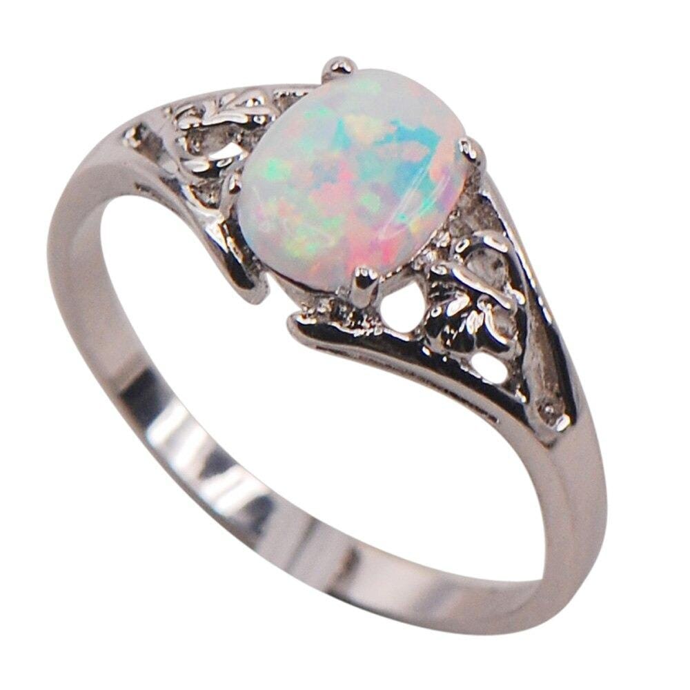 White Fire Australian Opal Silver RingRing11