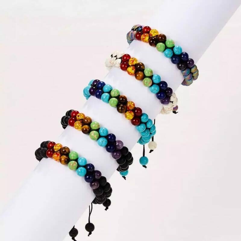 7 Chakra Beads Lava Rock Charm BraceletBracelet