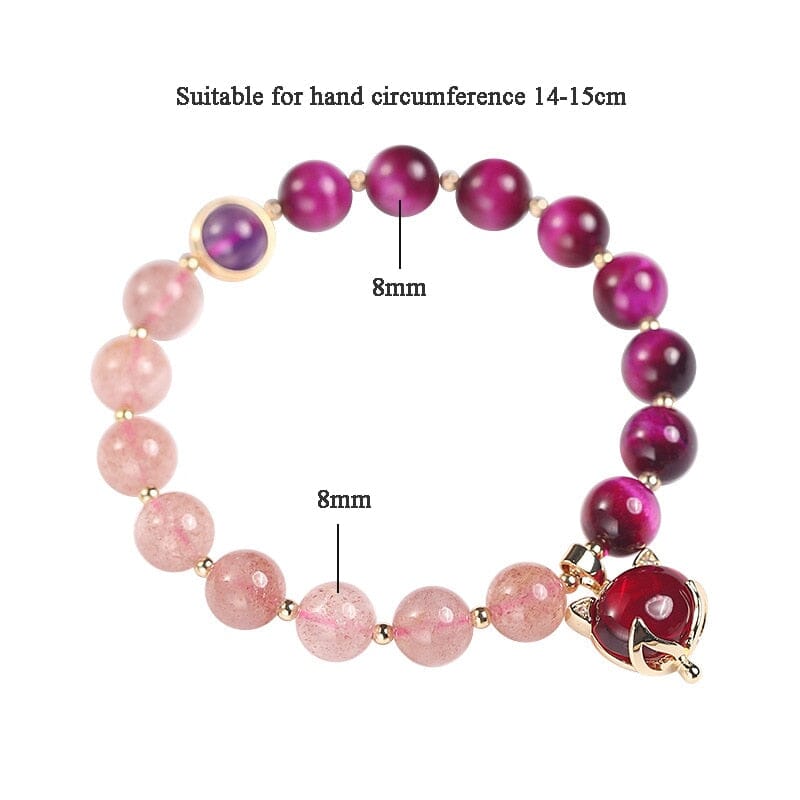 Natural Strawberry Crystal/Amethyst/Rose Red Tiger Eye Beads BraceletBracelet