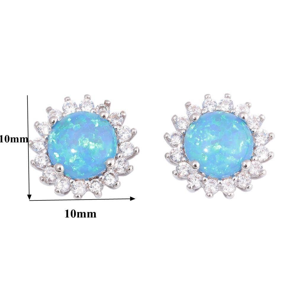 Blue Fire Opal Zircon Silver Stud EarringsEarrings