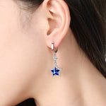 Fashion Blue Sapphire Star Crystal Drop Earrings - 925 Sterling SilverEarrings