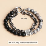 Natural Tiger Eye Stone Beaded Stainless Steel BraceletBraceletMap Stone Frost