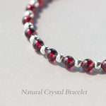 Small Garnet Bead Bracelet - 925 Sterling SilverBracelet