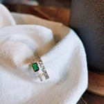Temperament Green Square Peridot Double Layer Open RingRing