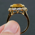 Luxury Charm Square Shaped Citrine Gemstone Ring - 925 Sterling SilverRing