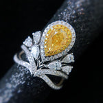 Elegant Citrine Zircon Crown Ring - 925 Sterling SilverRing