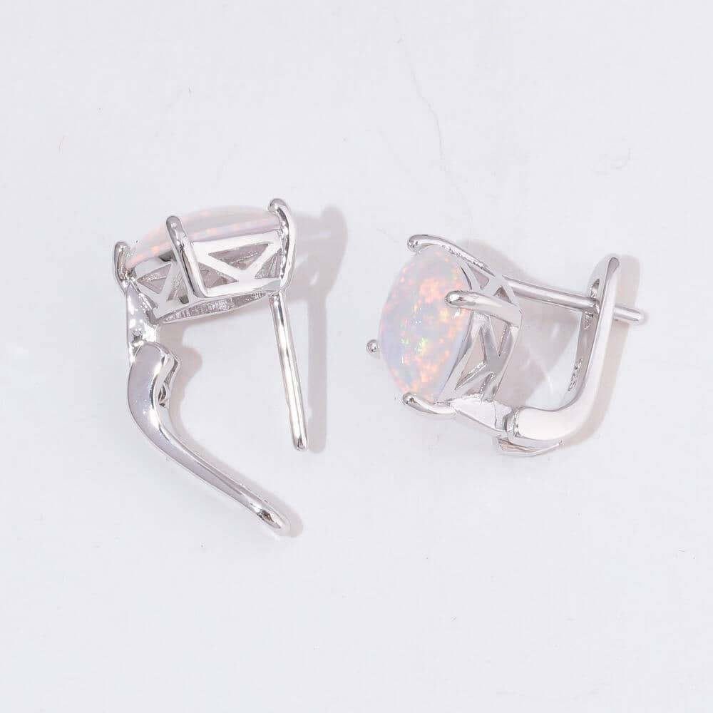 Minimalist White Fire Opal Stud EarringsEarrings