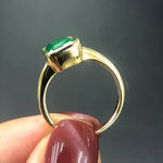 Elegant Square Emerald Yellow Gold Ring - 925 Sterling SilverRing