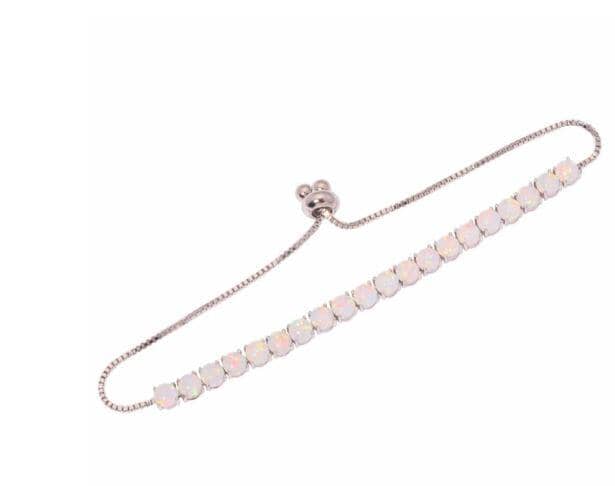 Fire Opal Silver Plated Tennis Bracelet for Women - ResizeableBracelet