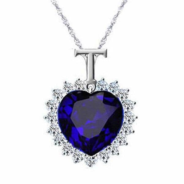 Titanic Heart of The Ocean Sapphire Blue Crystal Necklace Pendant