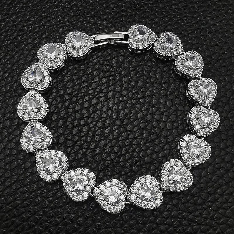 14K White Gold Filled Heart Diamond BraceletBracelet