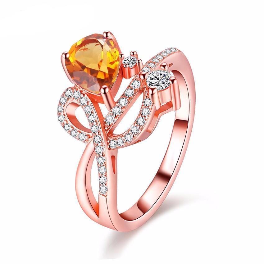 1.3ct Citrine Rose Gold Color Elegant RingRing