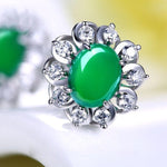 Simple Silver Green Jade Chalcedony Stud EarringsEarrings