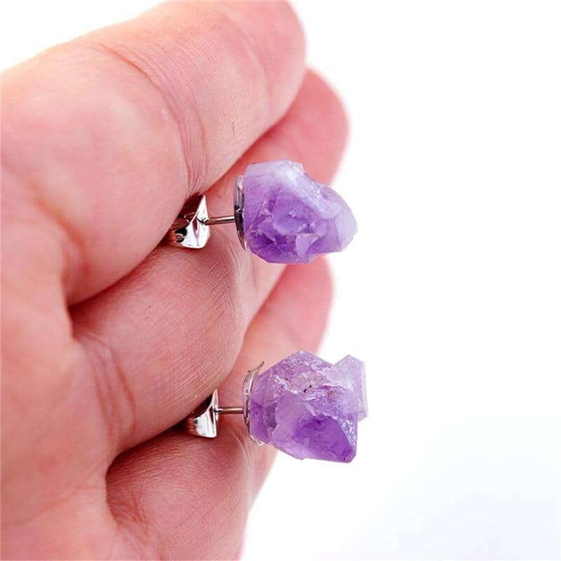 Irregular Raw Amethyst Stud EarringsEarrings