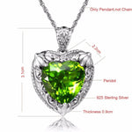 Lovely Heart Shaped Olivine Peridot Crystal Pendant Necklace - 925 Sterling SilverNecklace