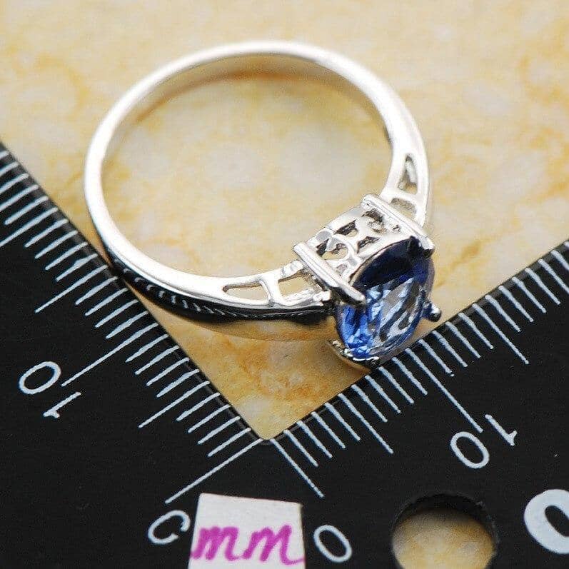 Classic Tanzanite Crystal Silver RingRing