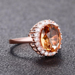 Rose Gold Citrine Ring - 925 Sterling SilverRing