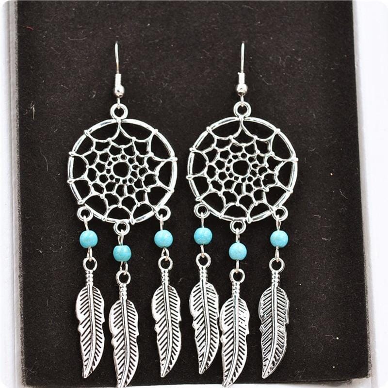 Turquoise Dream Catcher Necklace and Earrings SetNecklace