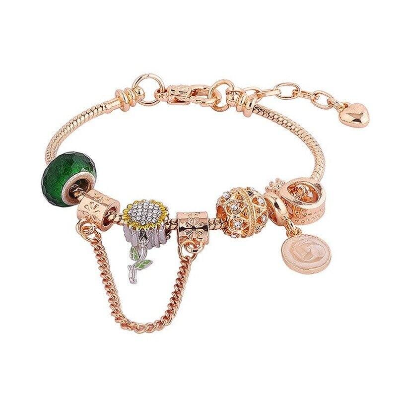 Creative Crown and Sunflower Charm BraceletBracelet
