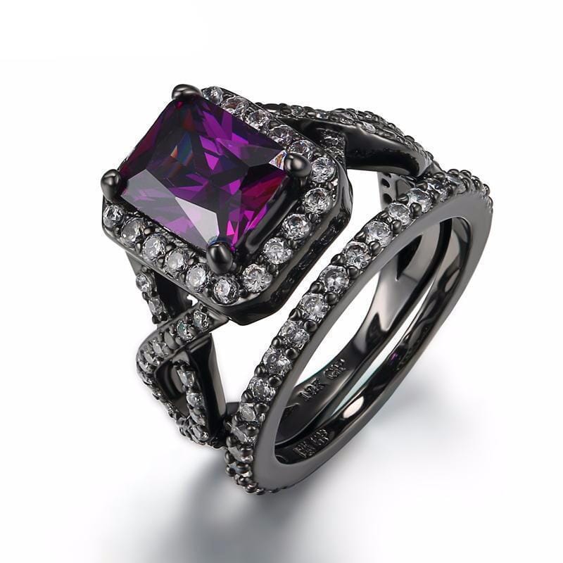 Luxurious Black Gun Plated Amethyst RingRing12