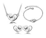 Charm Crystal Heart Blue Topaz, Pink Sapphire, Peridot, Amethyst Jewelry Setwhite