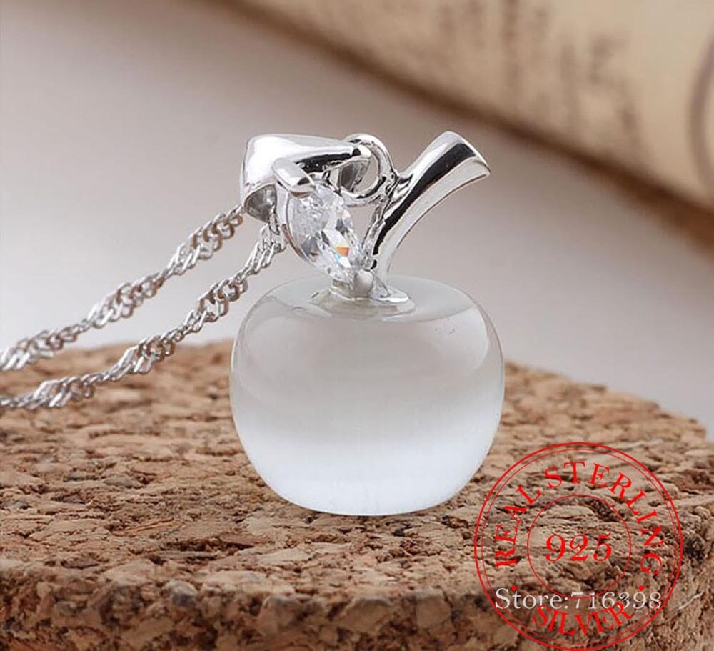 Pink/White Moonstone Apple Necklace - 925 Sterling SilverNecklaceWhite