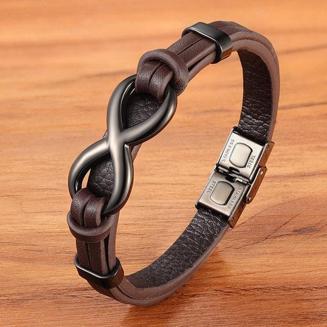 Infinity Logo Leather BraceletBracelet19cmBrown