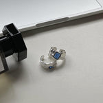 Authentic Square Blue Sapphire Irregular Ring - S925 Sterling SilverRing