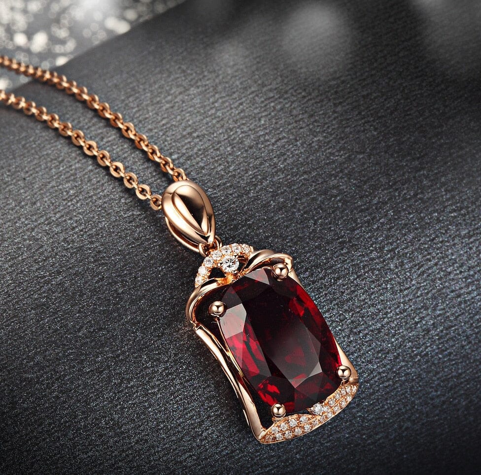 Bizuteria Rose Gold Ruby Treasure Pendant NecklaceNecklaceRed