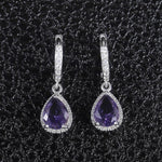 Water Drop Shaped Amethyst Earrings - 925 Sterling SilverEarrings