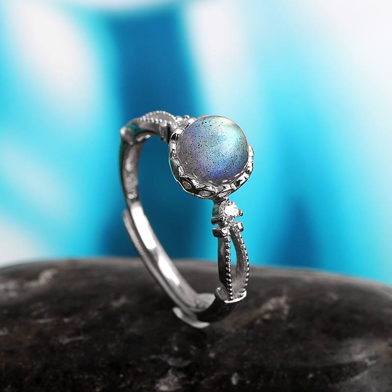 Natural Labradorite Stunning Adjustable Ring - 925 Sterling SilverRing