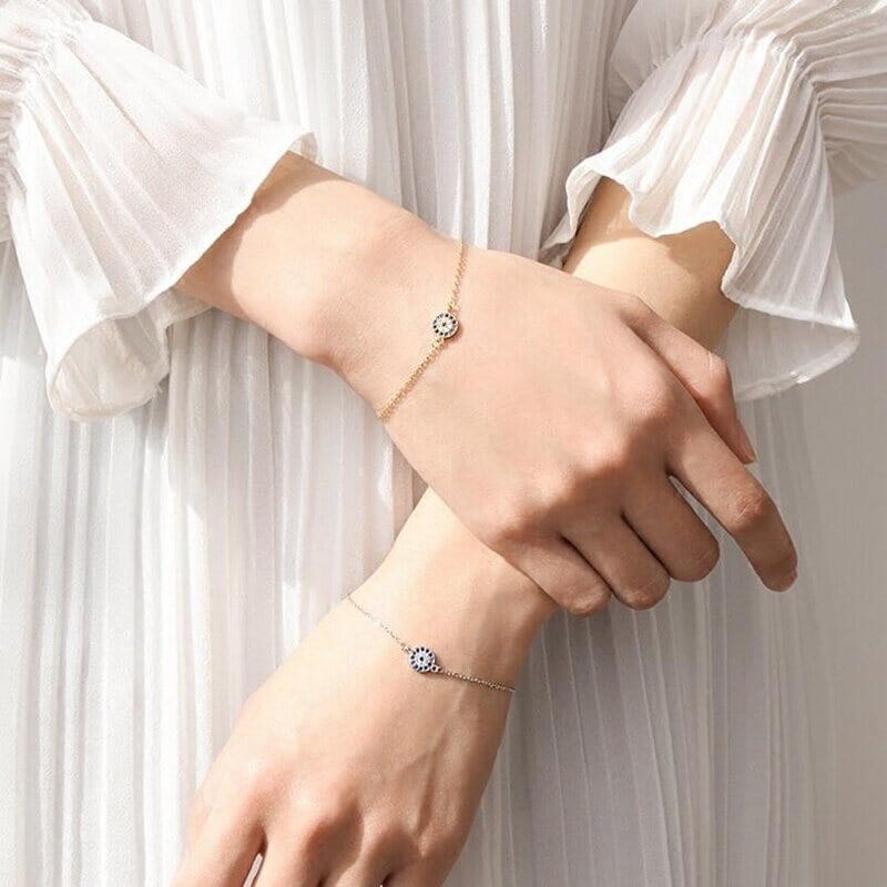 Lovely Blue Eyes Sapphire Gold and Silver Jewelry Set - 925 Sterling SilverRing