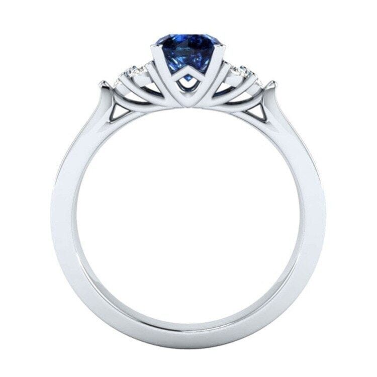 Genuine Natural Sri Lanka Birthstone Sapphire Ring - S925 Sterling SilverRing