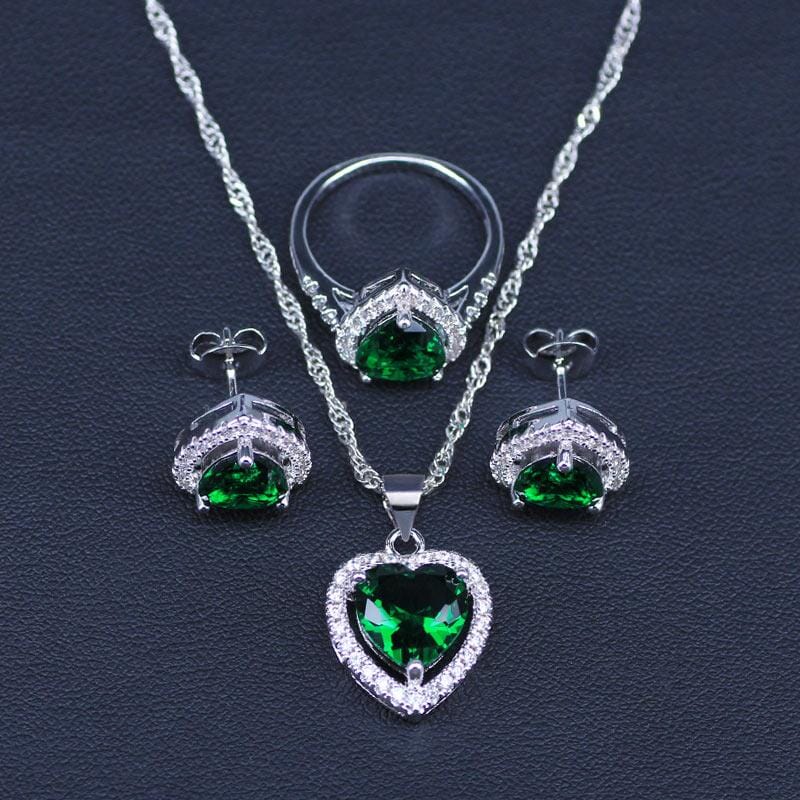 Heart Emerald Jewelry SetNecklace6