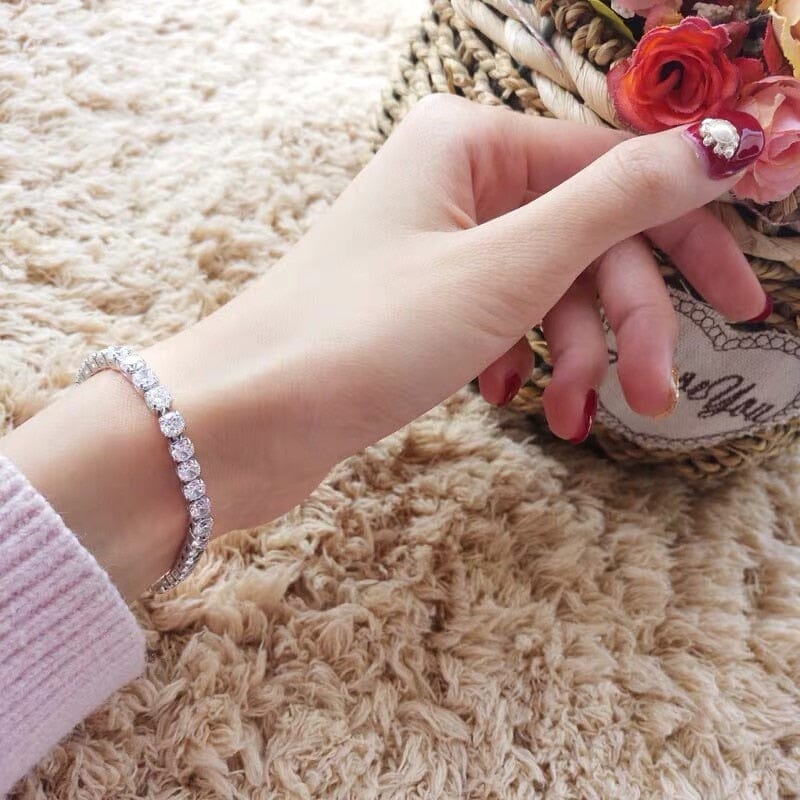 14K White Gold Filled Round Diamond BraceletBracelet