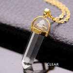 Natural Stone Bullet Shape Healing Point Pendant NecklaceNecklaceClear Quartz