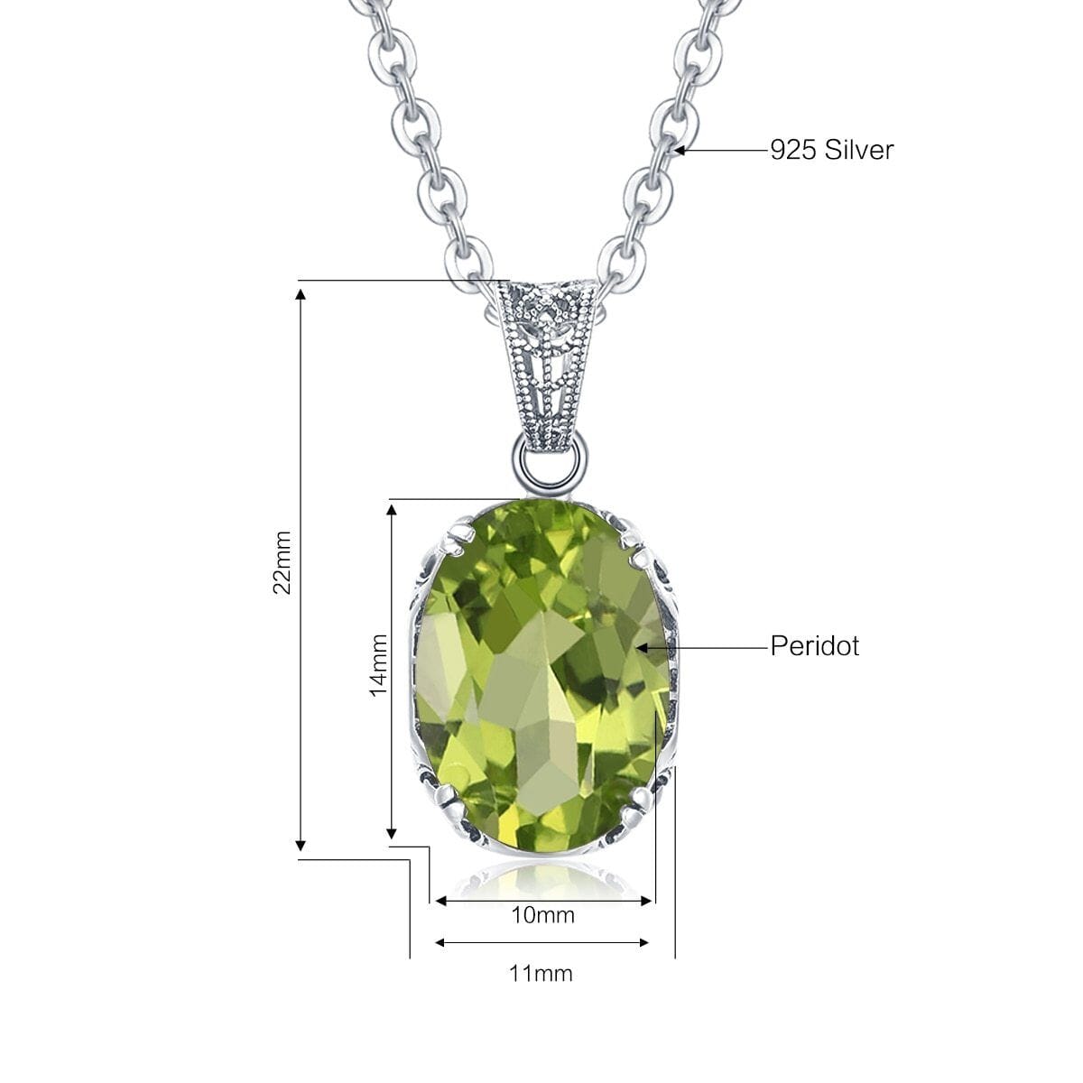Peridot 925 Sterling Silver NecklaceNecklace