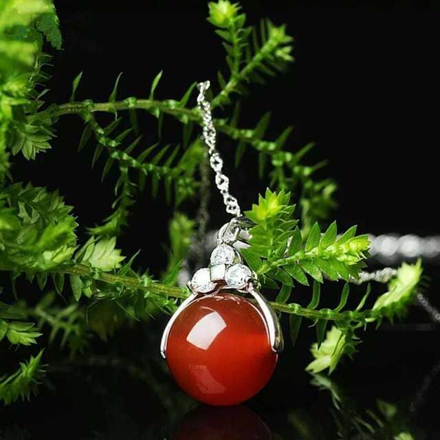 Natural Green Jade Chalcedony Necklace - 925 Sterling SilverNecklacesRed