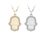 Gold Crystal Hamsa NecklaceNecklace