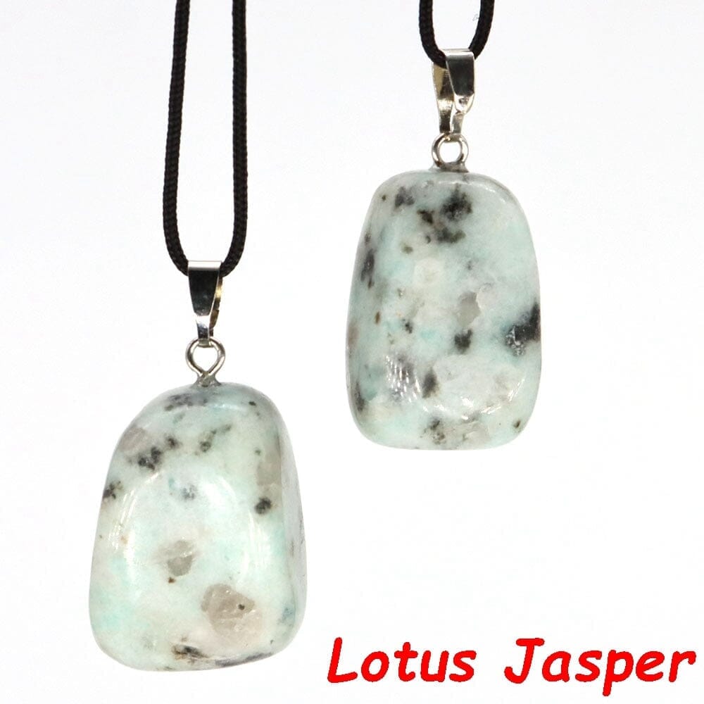 Aventurine and Other Stones Natural Crystal Irregular Tumbled Stone Reiki Rope NecklaceNecklaceLotus Jasper
