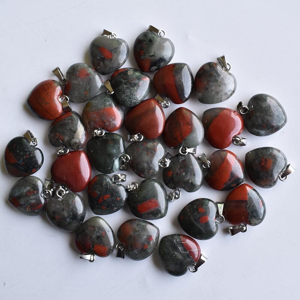 50pcs/Set Love Heart Bloodstone PendantsPendant