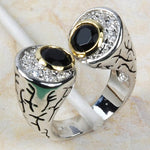 Fashion Retro Black Onyx Punk Ring - 925 Sterling SilverRing6Black