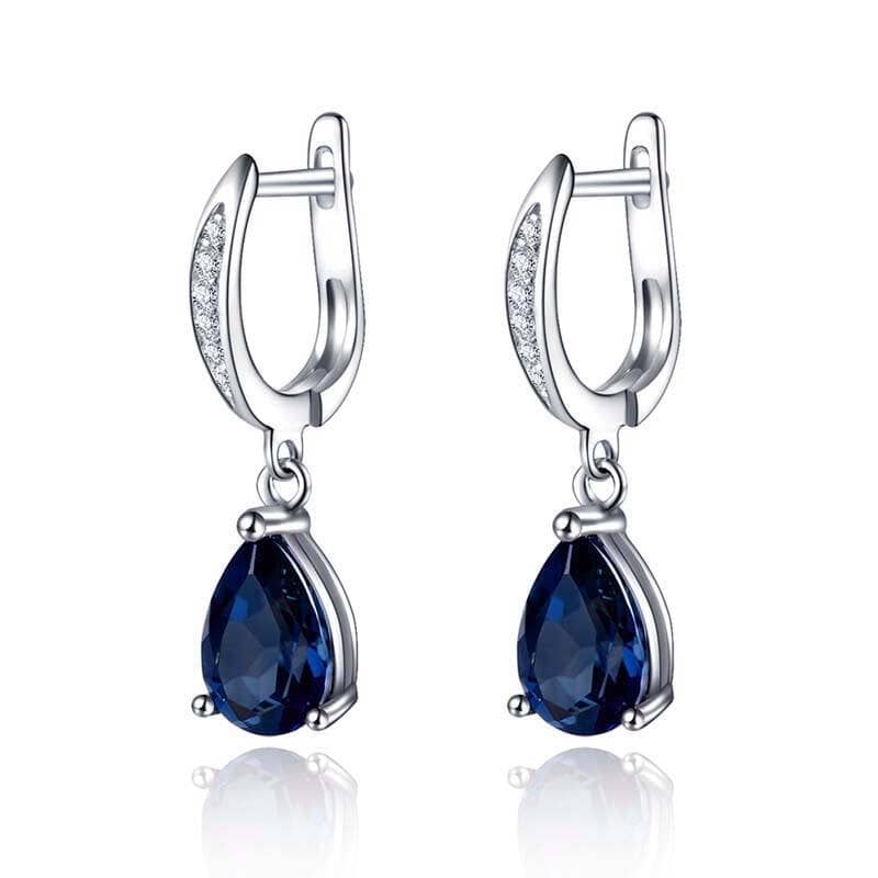 Trend Noble Blue CZ Sapphire Lady Dangle Drop EarringsEarrings