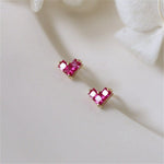 Light Luxury French Heart Ruby Stud Earrings - 925 Sterling SilverEarrings