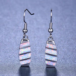 Blue White Fire Opal Bridge Drop EarringsEarrings